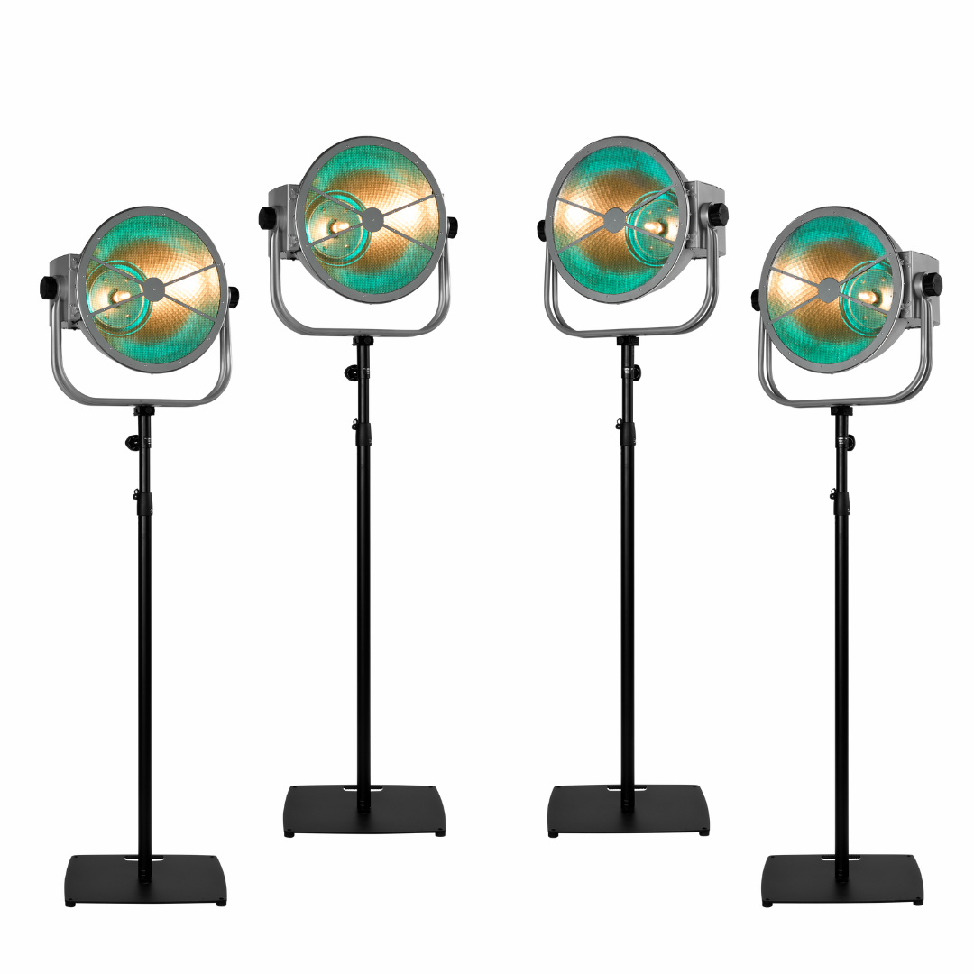 Lichtset 4x Vintage blaze op statief