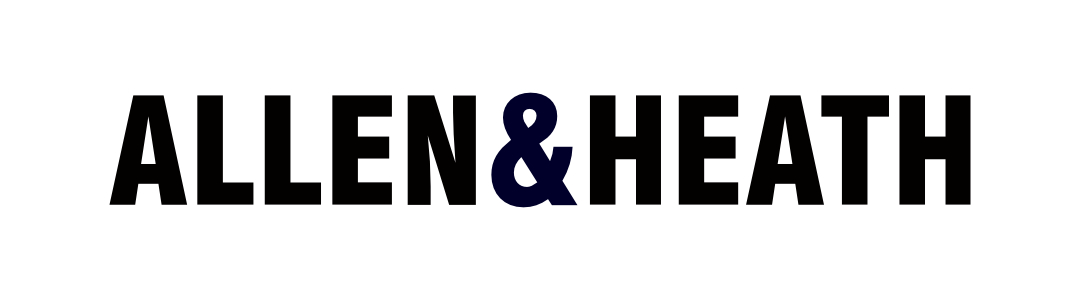 Allen & Heath logo – specialist in hoogwaardige analoge en digitale audiomixers. Huur het bij MAG Event Rental