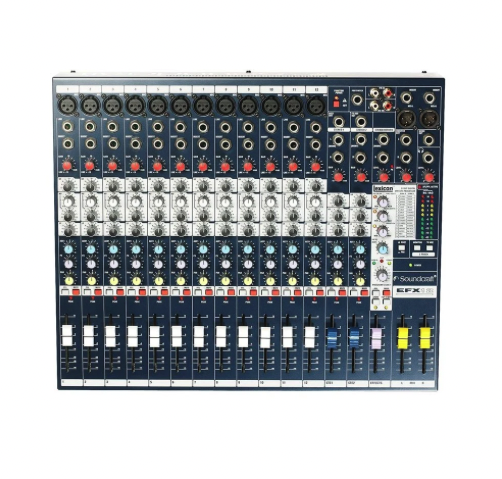 Soundcraft EFX 8 mixer in binnenrack