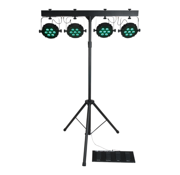 Compact par set (4x par) op statief in tas