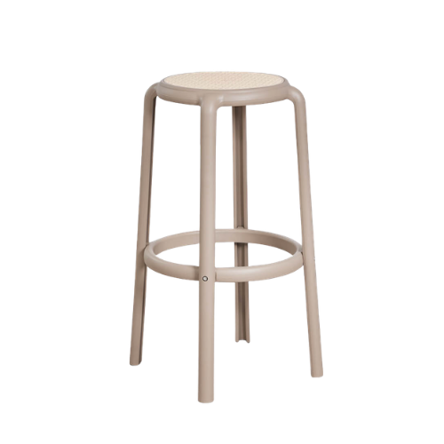 Barkruk rond mokkabruin 75CM hoog